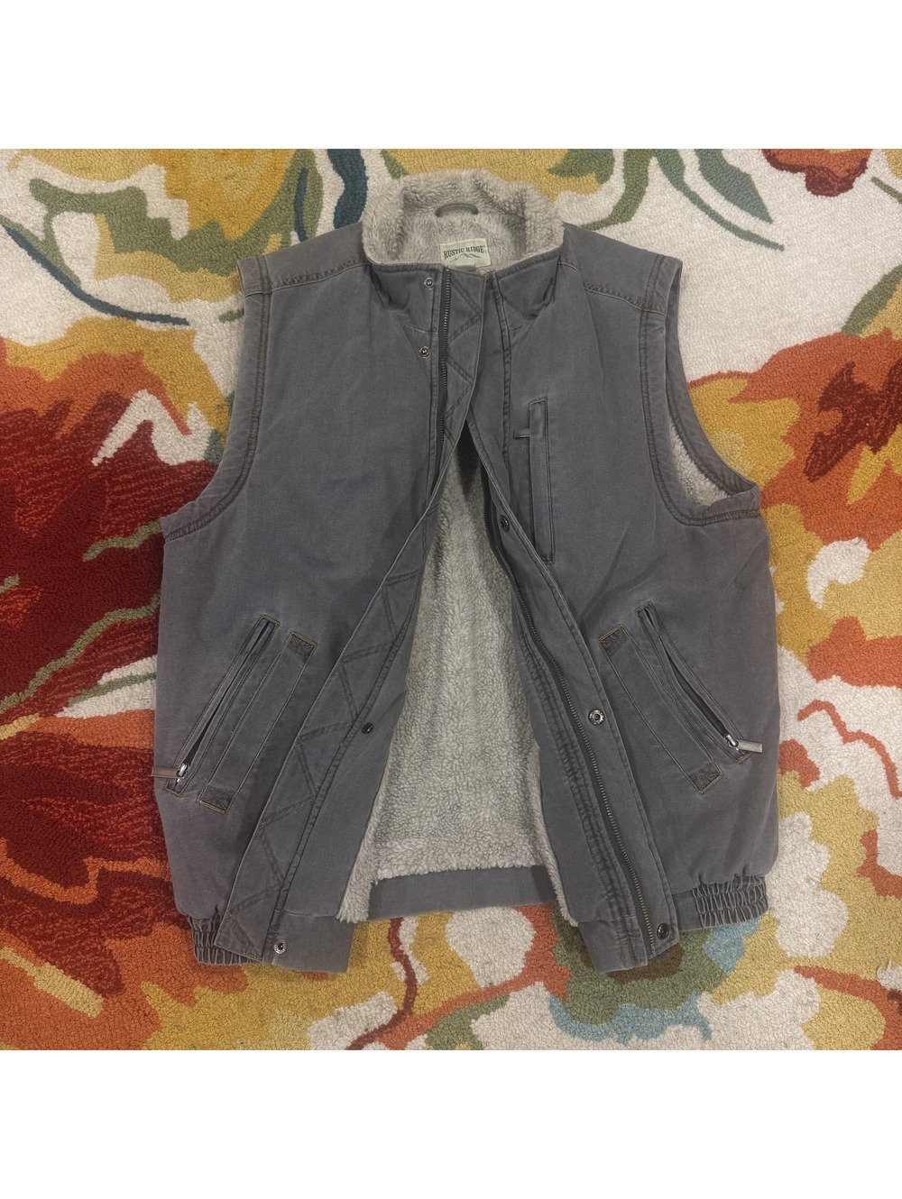 Rustic Ridge Gray Sherpa Lined Vest Size L